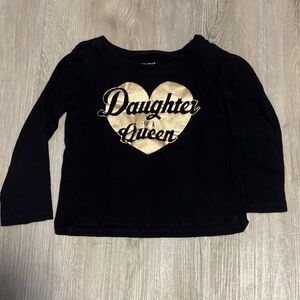 The Children's Place Black Long Sleeve Top with Gold Heart Script